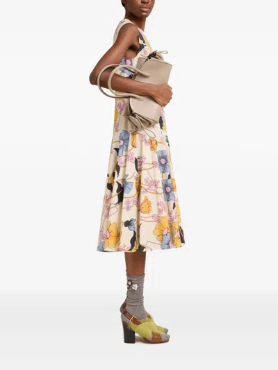 Marni Sleeveless Floral Midi Dress In Neutral