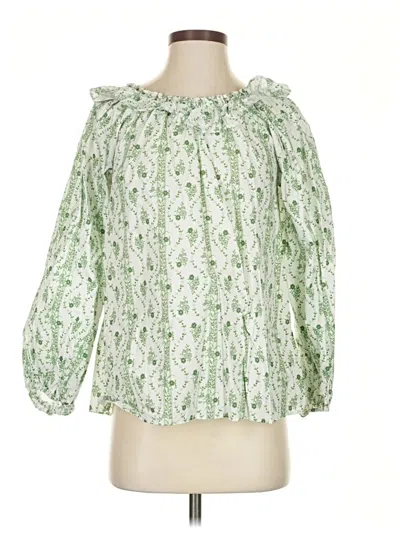 Pre-owned Hill House 3/4 Sleeve Blouse In Green