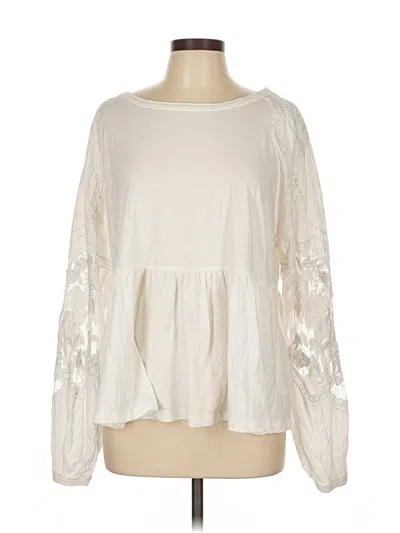 Pre-owned Free People Long Sleeve Blouse In White