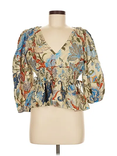 Pre-owned Love The Label 3/4 Sleeve Blouse In Brown