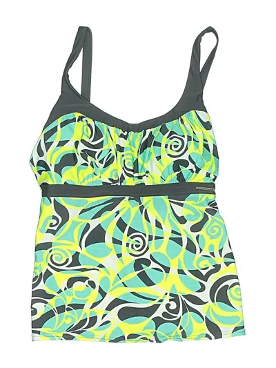 Pre-owned Zeroxposur Swimsuit Top Green Print Pattern Swimwear