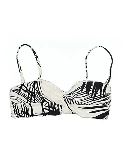 Pre-owned Athleta Swimsuit Top Ivory Graphic Pattern Swimwear In White