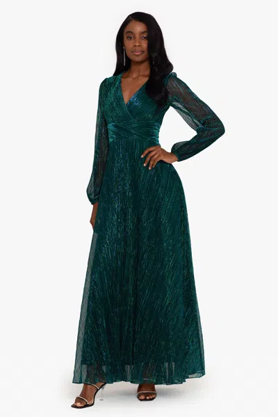 Betsy & Adam "alexa" Long Sleeve Metallic Knit Dress In Multi