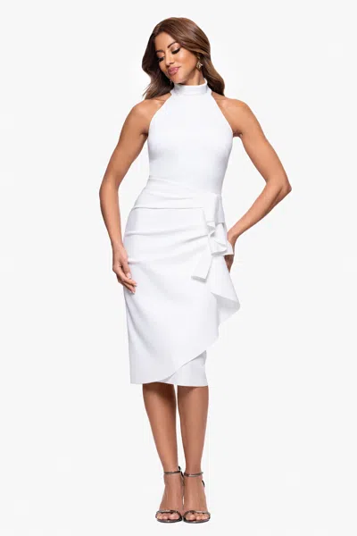 Xscape Evenings Cascade Ruffle Cocktail Sheath Dress In White