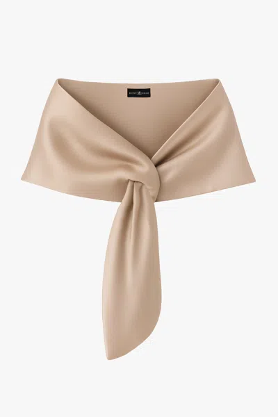 Xscape Evenings "trixie" Satin Pull Through Shawl Wrap In Brown