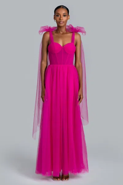 Xscape Evenings Ghrail "brianna" Mesh Gown In Pink