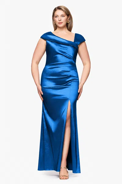 Xscape Evenings Stretch Taffeta Trumpet Gown In Brown