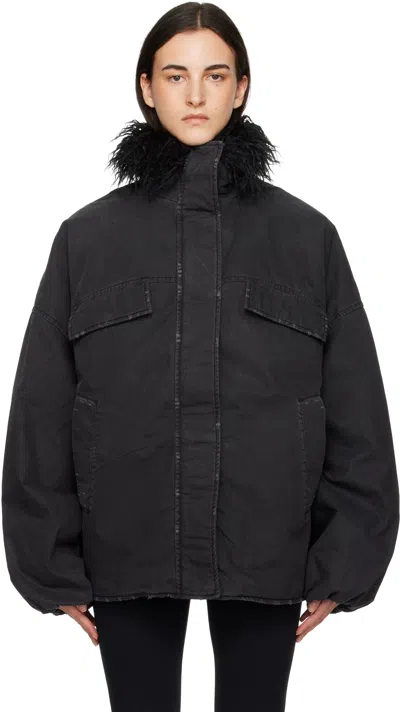 Acne Studios Black Coated Jacket In Black