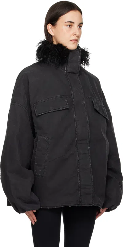 Acne Studios Black Coated Jacket In Black