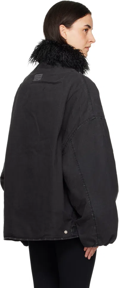Acne Studios Black Coated Jacket In Black