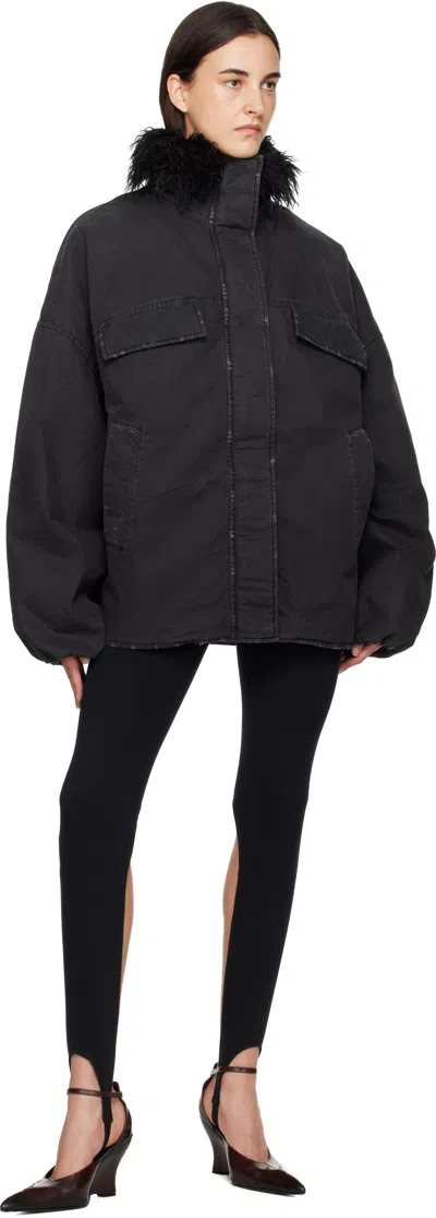 Acne Studios Black Coated Jacket In Black