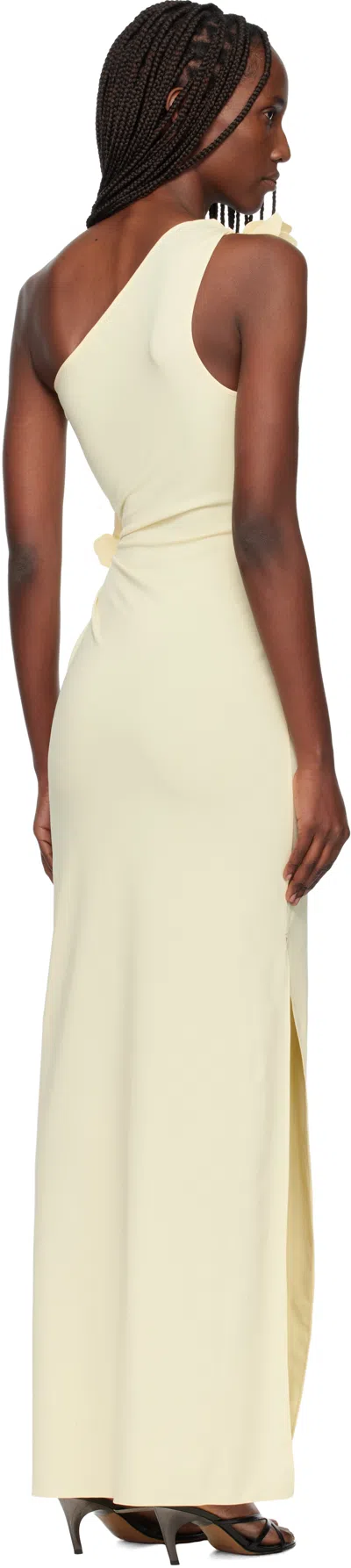 Coperni Asymmetric Flower Midi Dress In Yellow