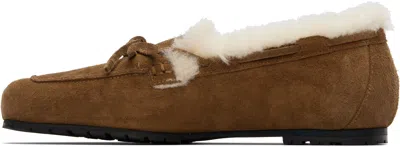 Aeyde Brown Jasper Shearling Loafers In Multi