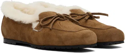 Aeyde Brown Jasper Shearling Loafers In Multi