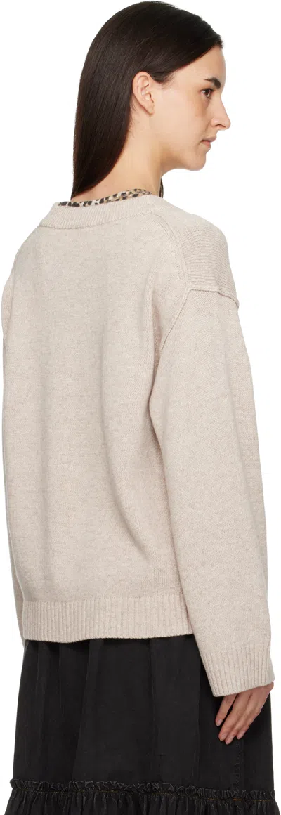 Ganni Beige Wool Mix V-neck Jumper Sweater In Neutral