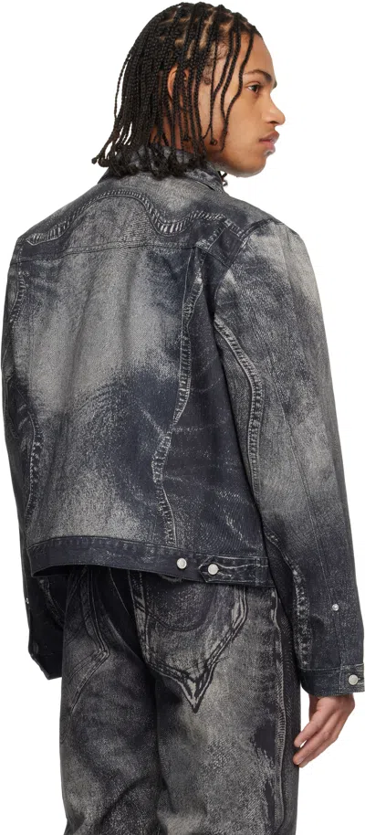 Camperlab Black Distorted Print Denim Jacket In Multi