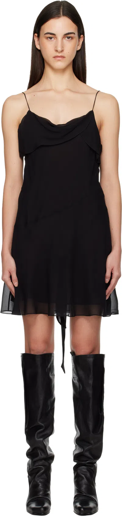 Acne Studios Black Silk Minidress In Black