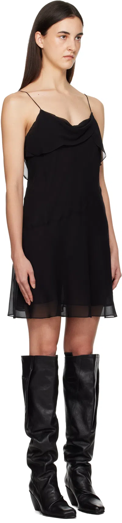 Acne Studios Black Silk Minidress In Black