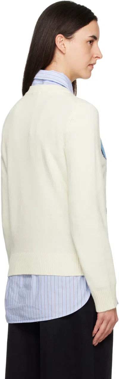 Ganni Womens Egret Puppy Round-neck Wool-blend Jumper Xs In White