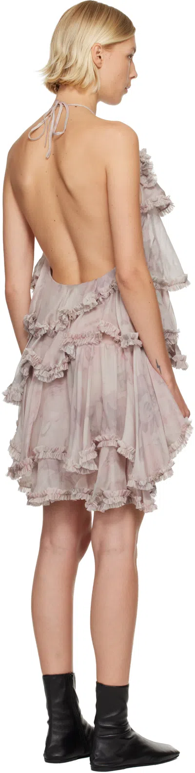 Collina Strada Pink Forget-me-not Minidress In Gray