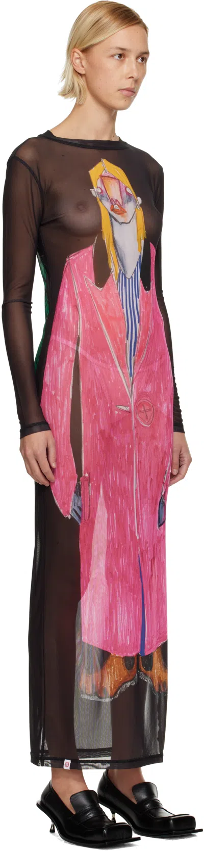 Charles Jeffrey Loverboy Black Powermesh Maxi Dress In Black