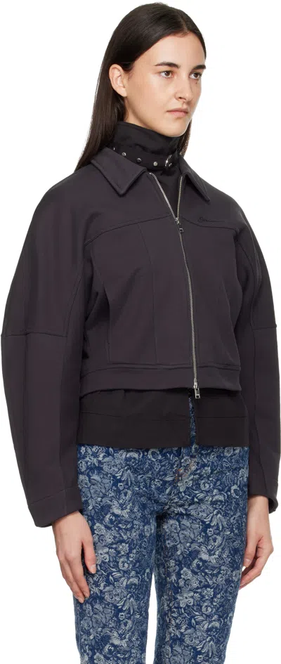 Ganni Collared Neck Panel Detailing Bomber Jacket In Black