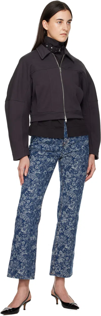 Ganni Collared Neck Panel Detailing Bomber Jacket In Black