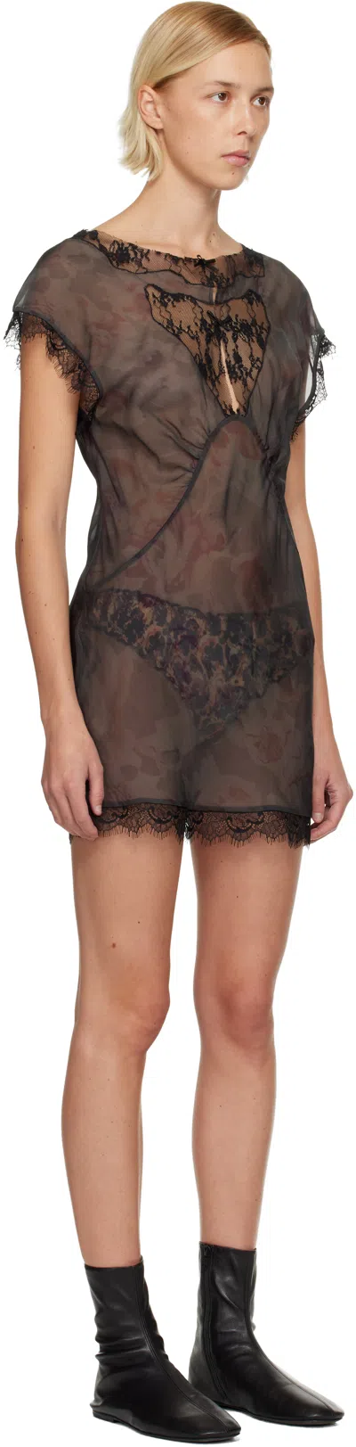 Collina Strada Black Waterlily Minidress In Black