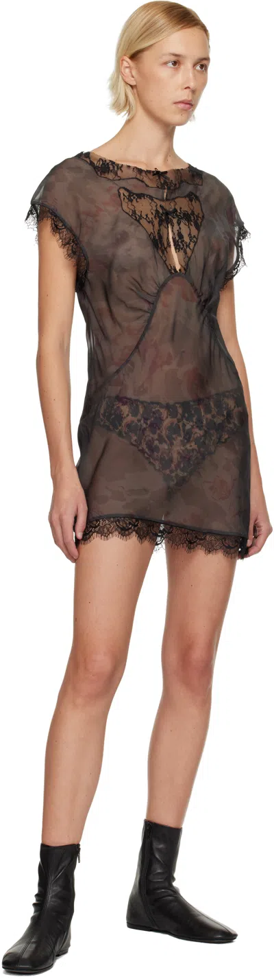 Collina Strada Black Waterlily Minidress In Black