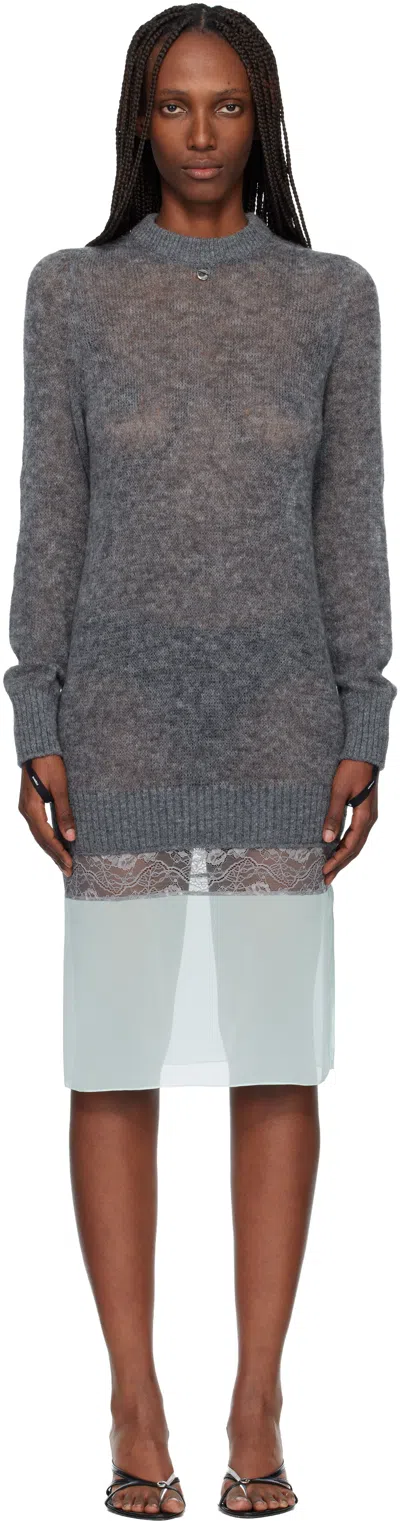 Coperni Gray & Green Multi-layer Pullover Midi Dress In Multi