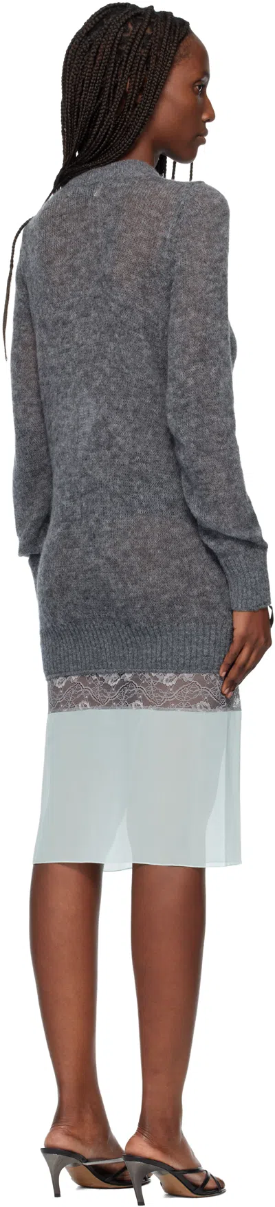 Coperni Gray & Green Multi-layer Pullover Midi Dress In Multi