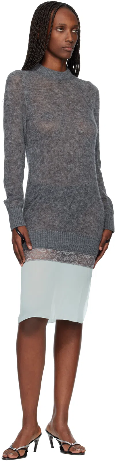 Coperni Gray & Green Multi-layer Pullover Midi Dress In Multi