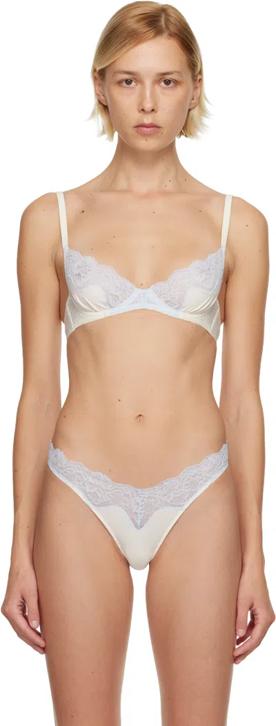 Fruity Booty Off-white & Blue Lacie Bra In Neutral