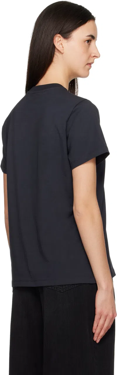 Ganni Black Rose T-shirt In Blue