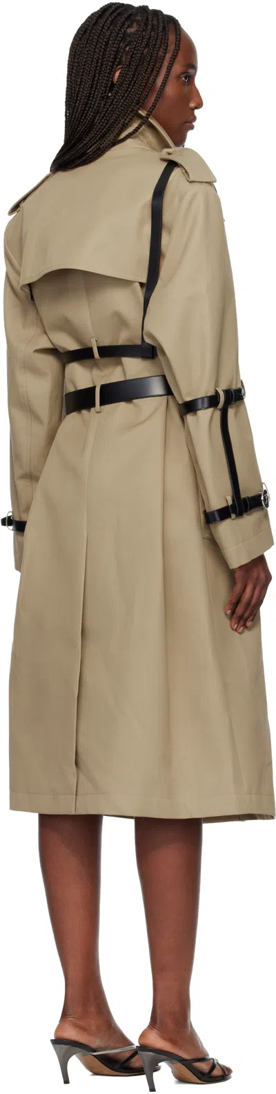 Coperni Beige Multi Belt Trench Coat In Animal Print