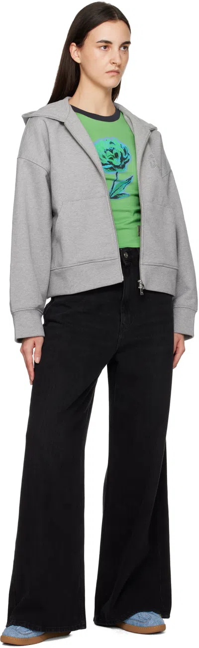 Ganni Green Basic Cotton Jersey Peony Baby Fit T-shirt In Multi