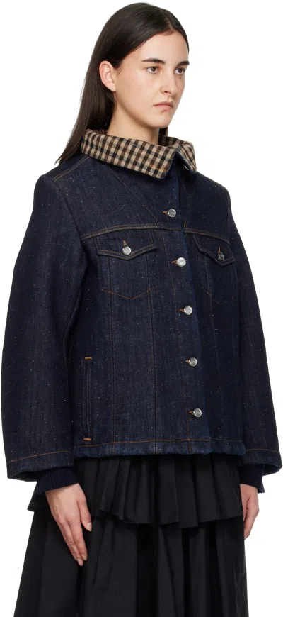 Ganni Blue Neppy Denim Jacket In Blue