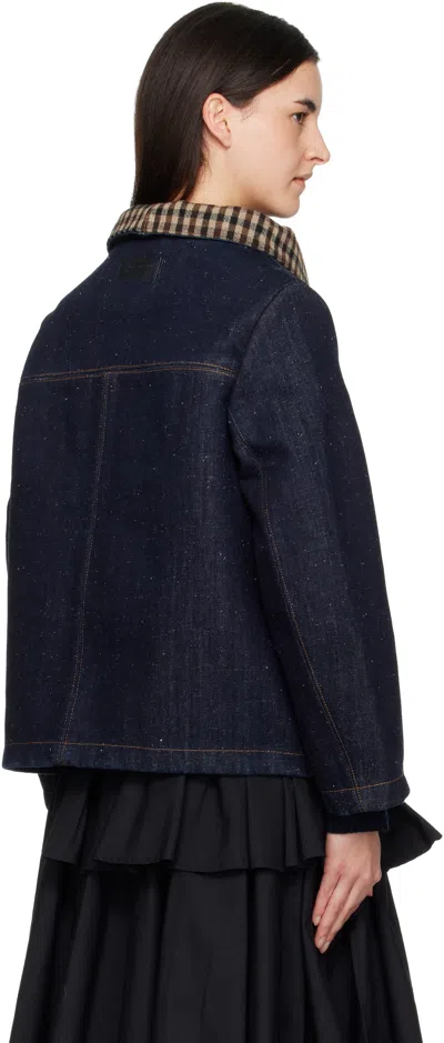 Ganni Blue Neppy Denim Jacket In Blue