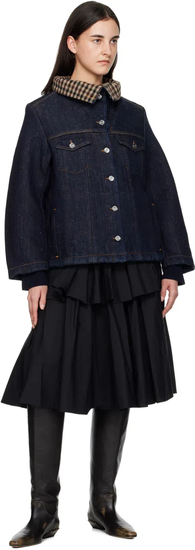 Ganni Blue Neppy Denim Jacket In Blue