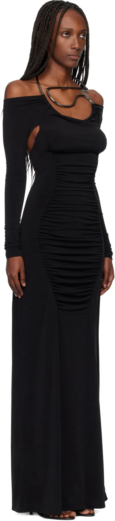 Coperni Black Cut-out C-logo Maxi Dress In Black