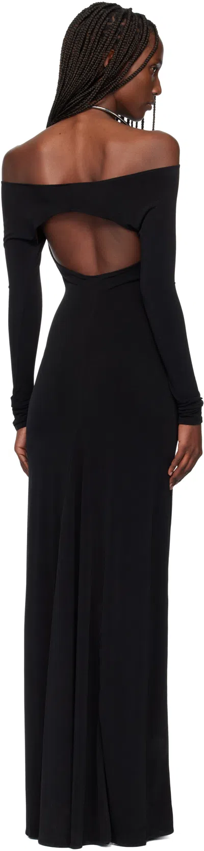 Coperni Black Cut-out C-logo Maxi Dress In Black