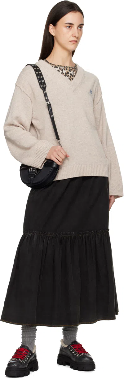 Ganni Black Washed Smock Maxi Skirt In Black