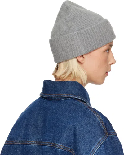 Ami Alexandre Mattiussi Gray Alpaca Striped Ami De Coeur Beanie