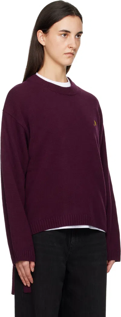 Ganni Burgundy Wool Mix Jumper Sweater In Purple