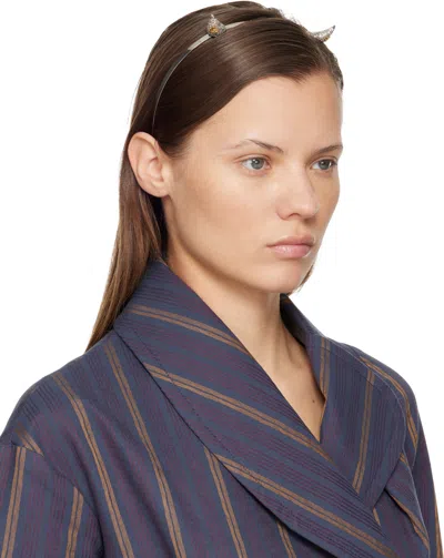 Vivienne Westwood Silver 'vivienne's Horn' Alice Headband In Brown