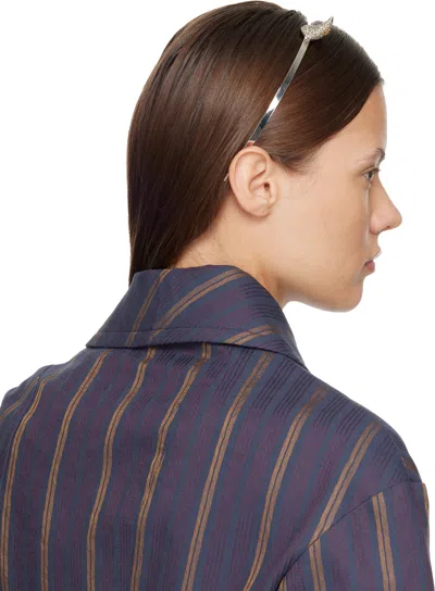 Vivienne Westwood Silver 'vivienne's Horn' Alice Headband In Brown