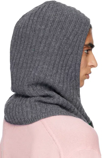 Ganni Gray Wool Mix Balaclava In Gray