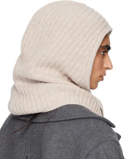 Ganni Beige Wool Mix Balaclava In Sand