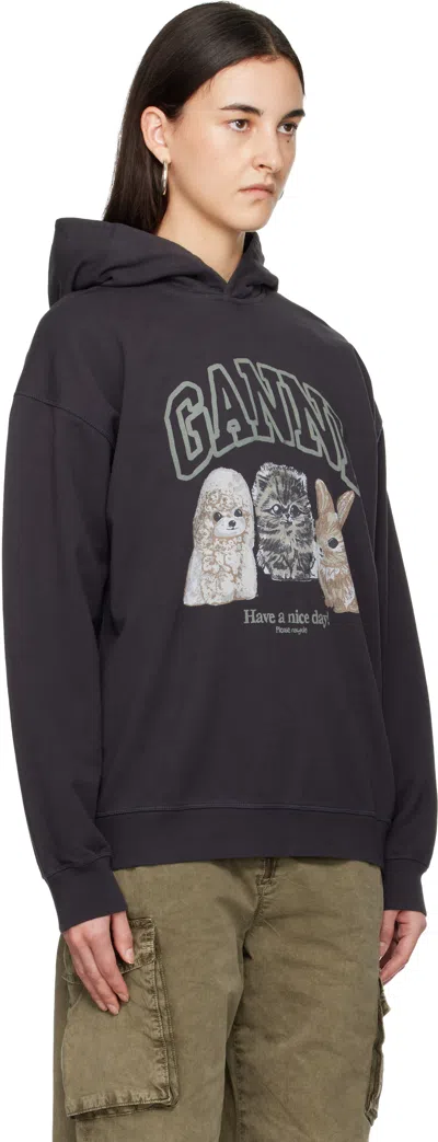 Ganni Hoodie With Print In Black