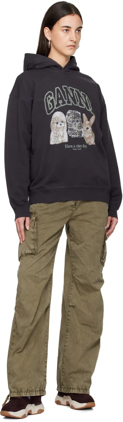 Ganni Hoodie With Print In Black